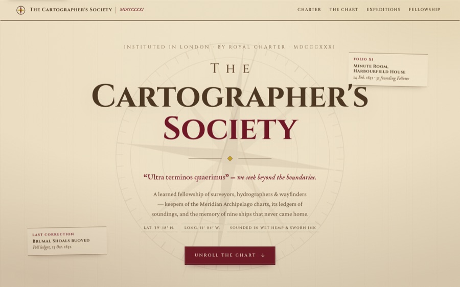 The Cartographer's Society — est. 1831 — SVG Ink Rendering