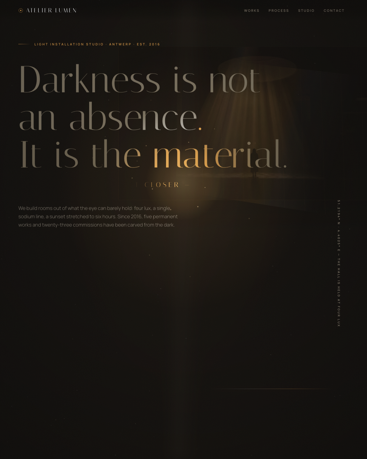 Live view of Atelier Lumen — Light Installation Studio, Antwerp