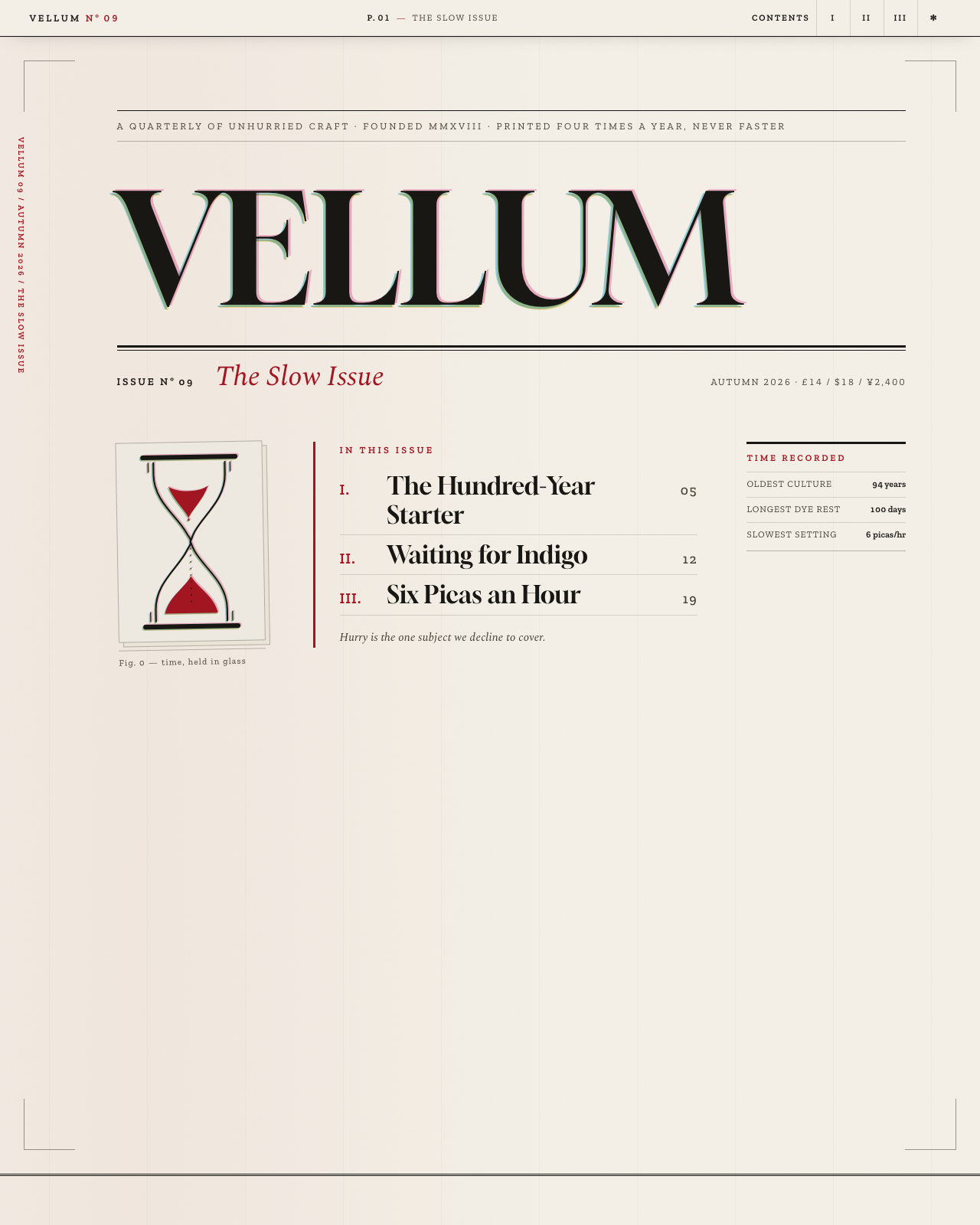 Live view of VELLUM — Issue No. 09, The Slow Issue