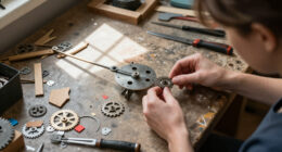 Show HN: Glashütte Trash Clock – A 30-Minute Pendulum Clock Made From Trash
